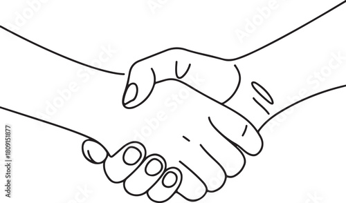 Minimalist Single Line Drawing of Handshake