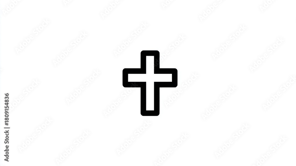 Fototapeta premium Simple cross icon on white background symbolizing faith and religion