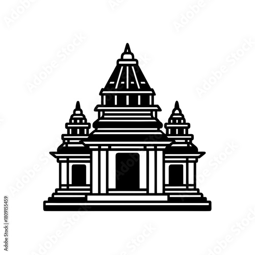 Stylized ancient asian temple icon line art architecture vector