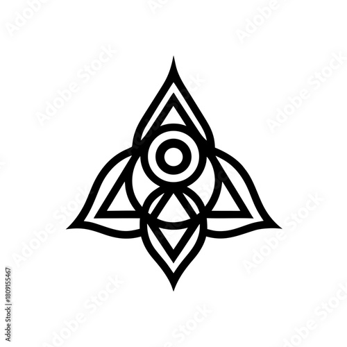 Abstract symmetrical spiritual flower design with geometric elements