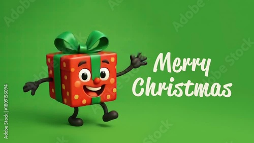 Happy Dancing Christmas Present Character. Seamless Loop