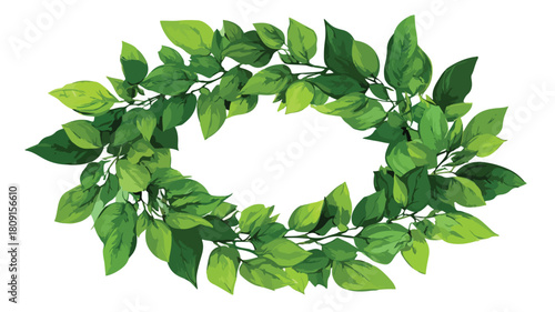 Green Bushes Leaves Wreath Vector Illustration for Nature Designs