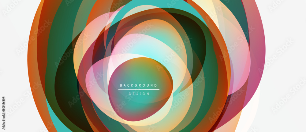 Fototapeta premium Abstract colorful layers create dynamic circular design. Modern background with text background design visible. Vibrant hues blend seamlessly.