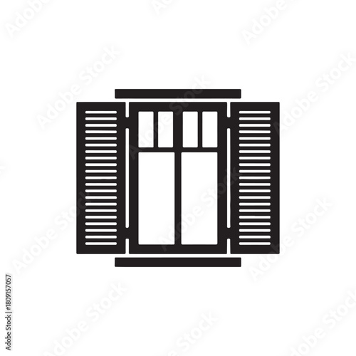 Classic Window with Open Shutters Icon