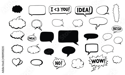 Cute Message Bubbles pack vector set 
