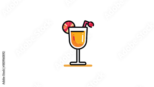 Modern Cocktail Glass Bartender Icon Vector with Outline Isolated