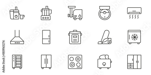 Device supplies linear icons set. Adapters, Batteries, Cables, Chargers. Silhouette style icon set design, Education online and eLearning theme Vector illustration. Ultrabook line icons collection. 