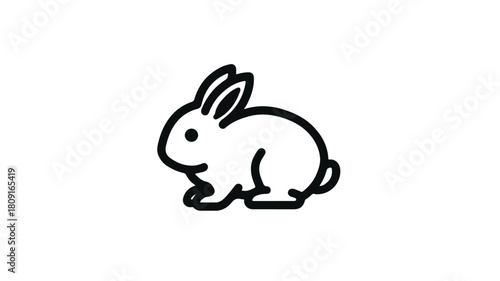 Elegant Solid Rabbit Icon for Domestic Animals Concept - Bunny Vector