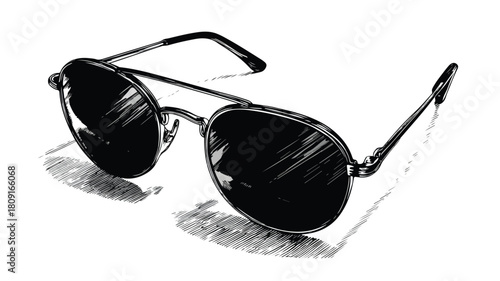 Chic Sunglasses Silhouette on White Background for Stylish Look and Protection