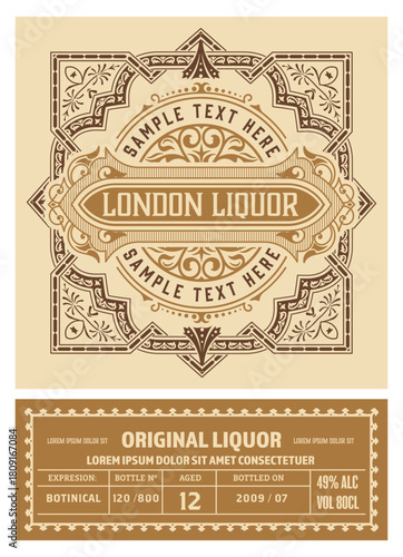 Whiskey label with old frames	