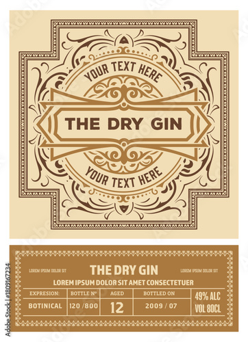 Whiskey label with old frames	