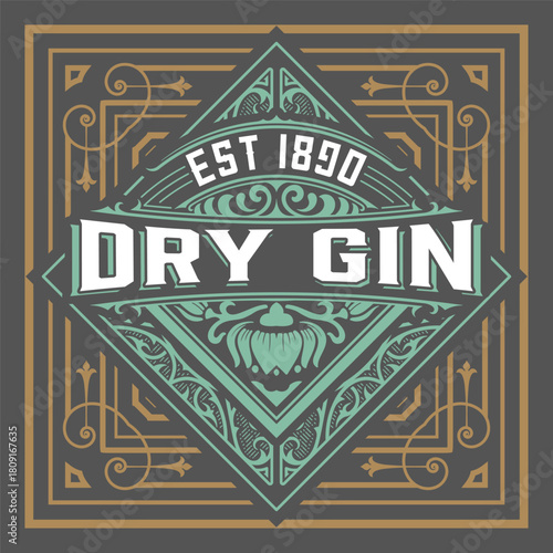 Whiskey label with old frames	