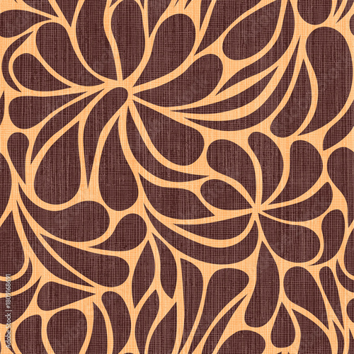 Seamless Outline Organic Petal Abstract Pattern with linen texture