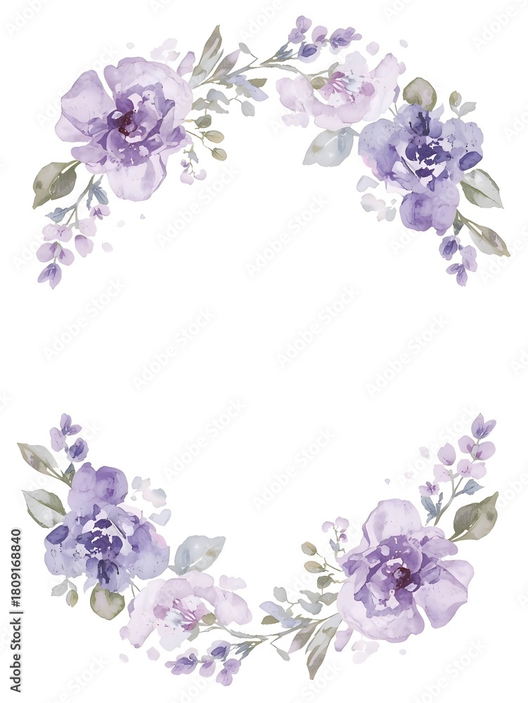 Fototapeta premium violet flowers frame
