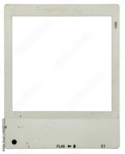 Instant Photo Film Frame. Snapshot Border Overlay. Retro Vintage Effect. Isolated PNG Texture. Transparent Background