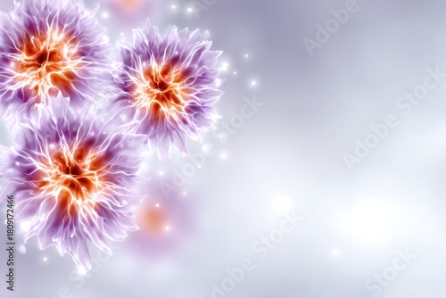 Wallpaper Mural Celestial Blooms: A cluster of ethereal, glowing purple flowers against a soft, dreamy backdrop, creating a sense of wonder and elegance. Torontodigital.ca