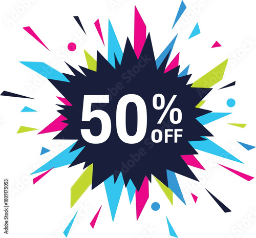 Fifty Percent Off Sale Burst Graphic discount 50 off