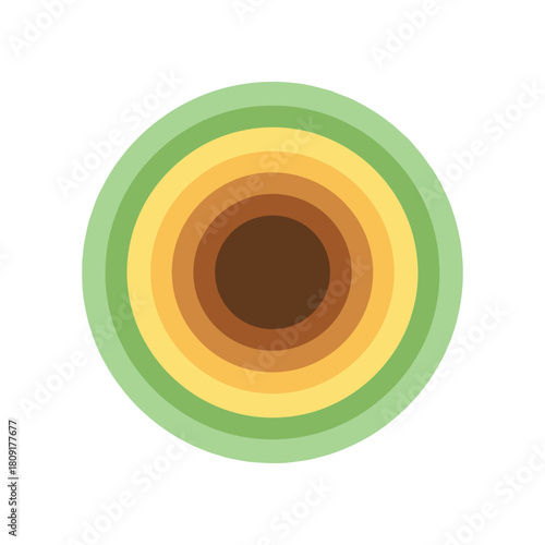 Abstract Avocado Slice Concentric Circles Minimalist Design.