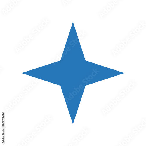 A simple blue fourpointed star shape on a white background.