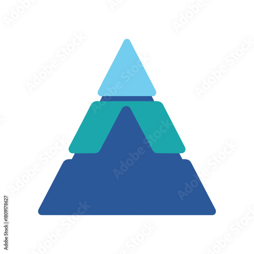 Three tiered triangle diagram for business presentation.