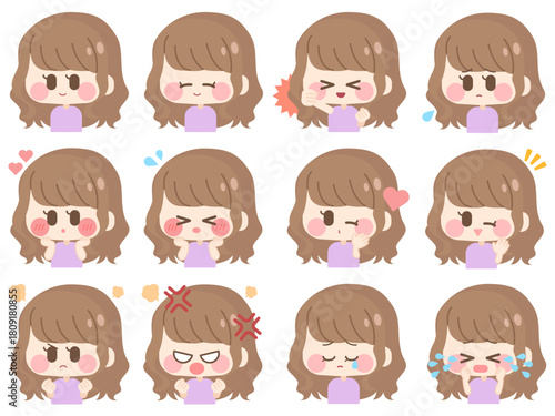 ゆるふわヘアの女の子（セット01）