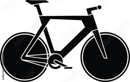 Black silhouette of a road bicycle on a white background