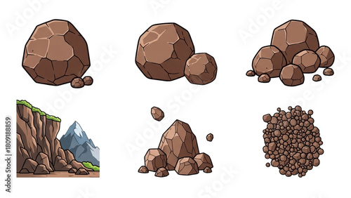 Brown Rocks and Soil Illustration for Gaming Assets