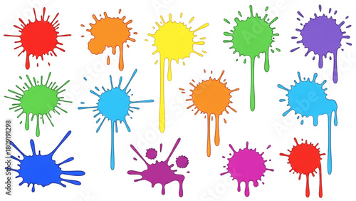 Colorful Splatter Collection Vibrant Paint Splashes for Creative Design Projects