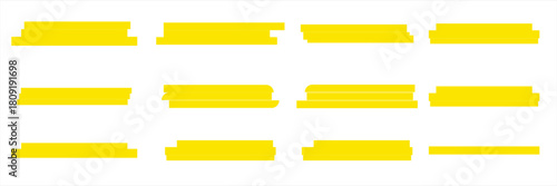 Highlight marker lines. Marker yellow strokes. Hand drawn marker strokes. Text marker stripes. Text highlights and underlining. Brush lines.