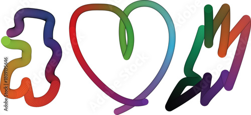 Colorful abstract i love you hand drawn illustration with rainbow gradient