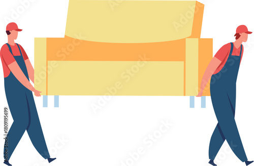 Movers carrying sofa for delivery and moving service