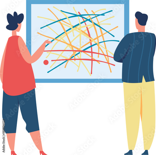 People analyzing complex data visualization strategy