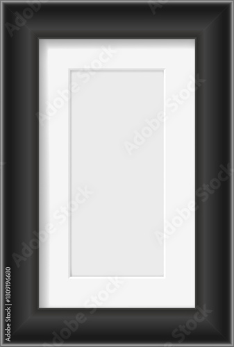 Black picture frame with white mat for display