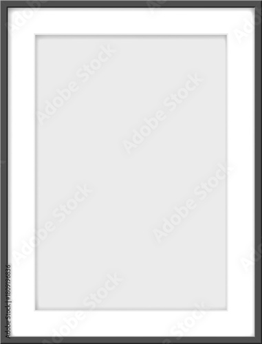 Blank dark frame displaying empty white mat board