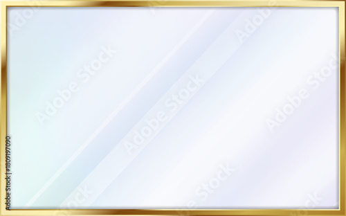 Golden frame displaying blank clear glass screen