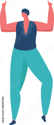 Person raising arms pointing up celebrating success