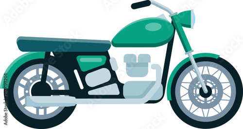 Green vintage motorcycle flat design vector illustration
