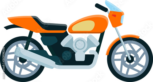 Orange motorcycle illustration demonstrating transport and recreation