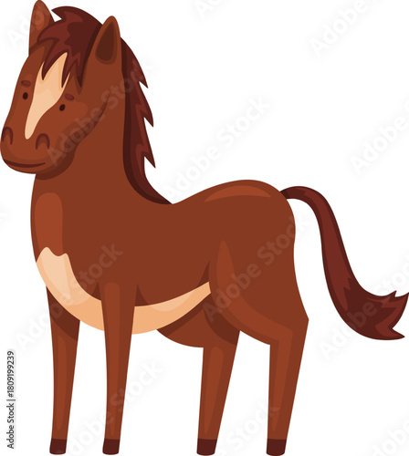 Brown horse standing illustration on white background
