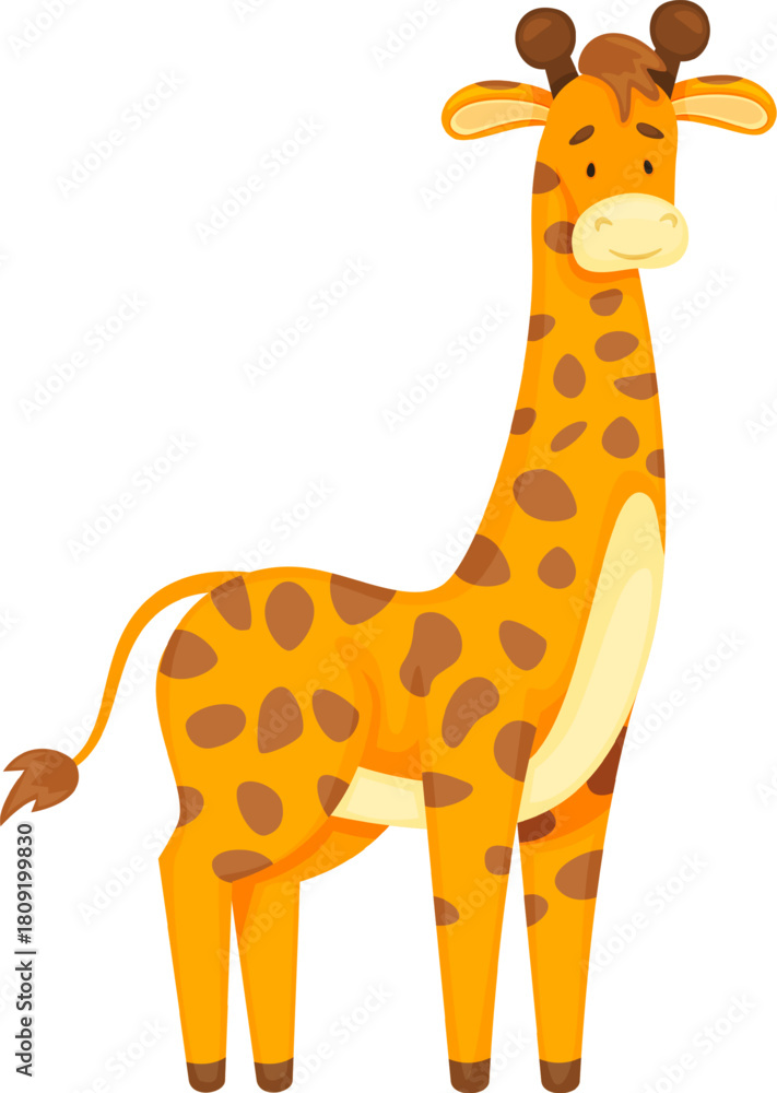 Fototapeta premium Cartoon giraffe standing full body on white background