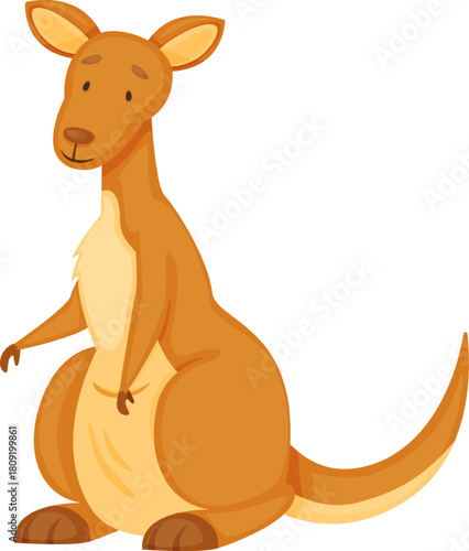 Cartoon kangaroo character standing, representing Australian wildlife