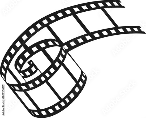 Film strip spiraling representing movie and entertainment media