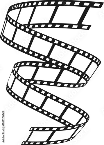 Film strip spiraling design showing cinema industry concept