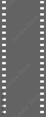Film strip blank gray background with perforations