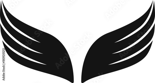 Stylized flying wings creating a symbolic black icon