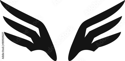 Black stylized wings flying symbol vector illustration