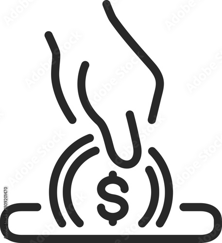 Hand depositing dollar coin, money saving concept