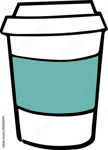Stylized coffee cup graphic illustration, symbolizing convenience and caffeine intake