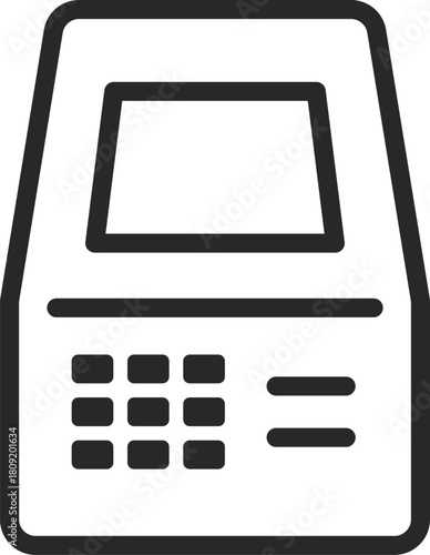 Payment terminal processing credit card transaction line icon