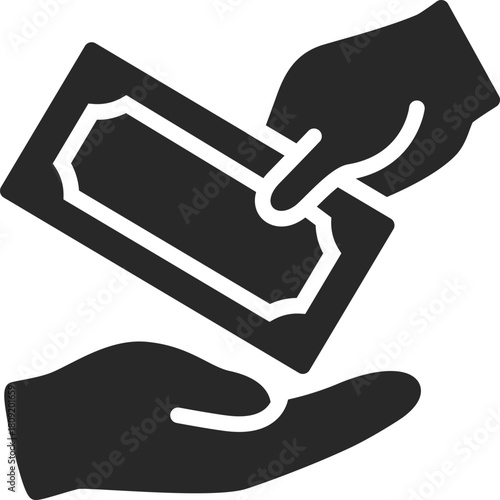 Hand giving money bill to another hand